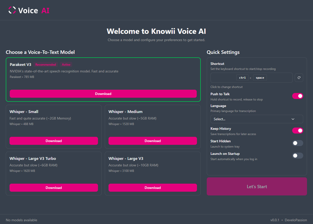 First-time setup wizard